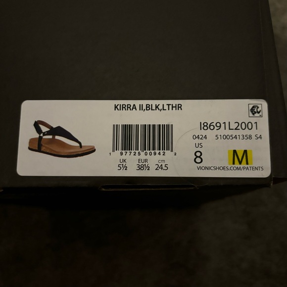 ⭐️SALE⭐️Vionic Kirra II toe post sling back black leather sandals - Picture 7 of 7